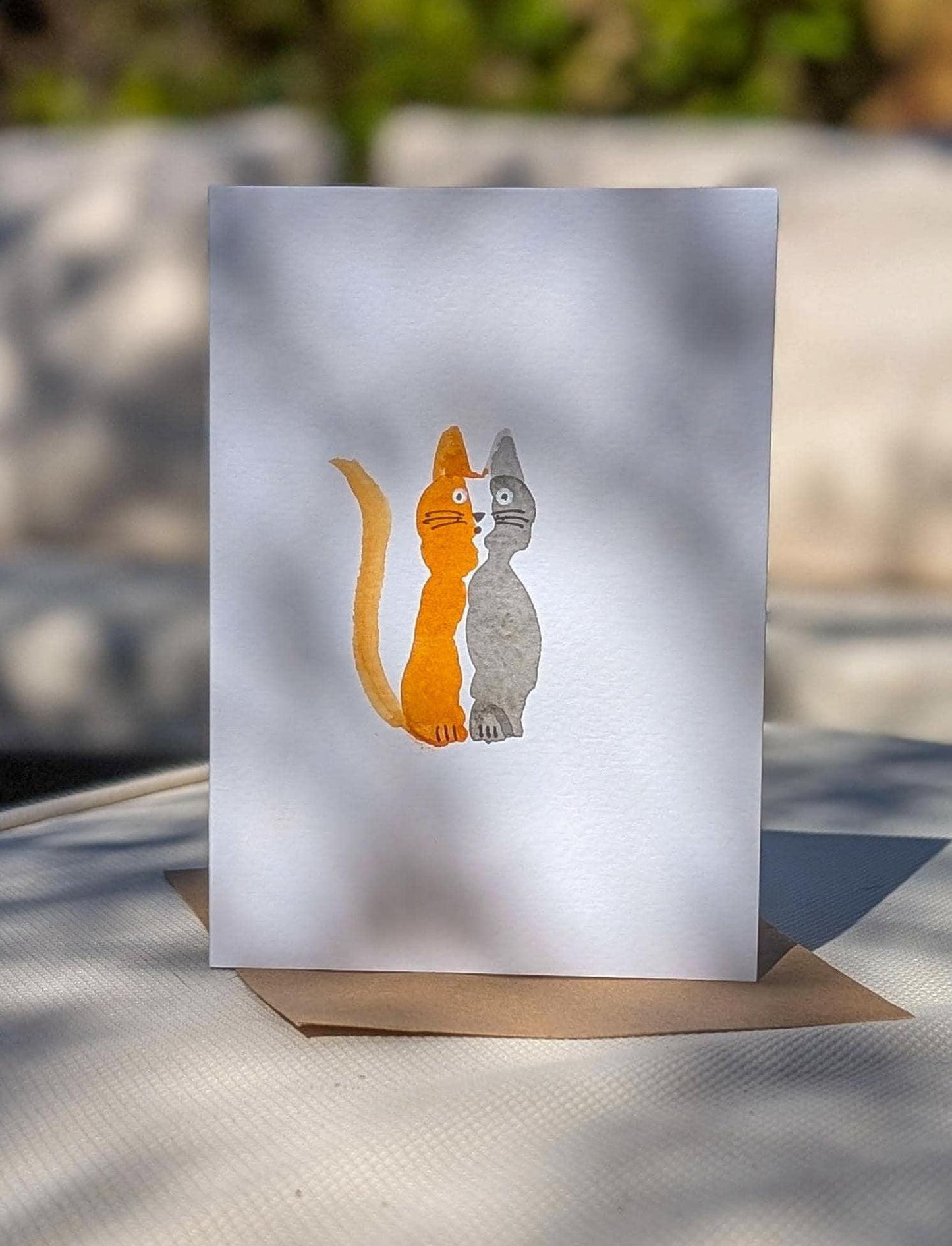 Greetings Card - Funny Calico Cat - Original A6 Hand-Painted Watercolour Card - Natalie Benson Art