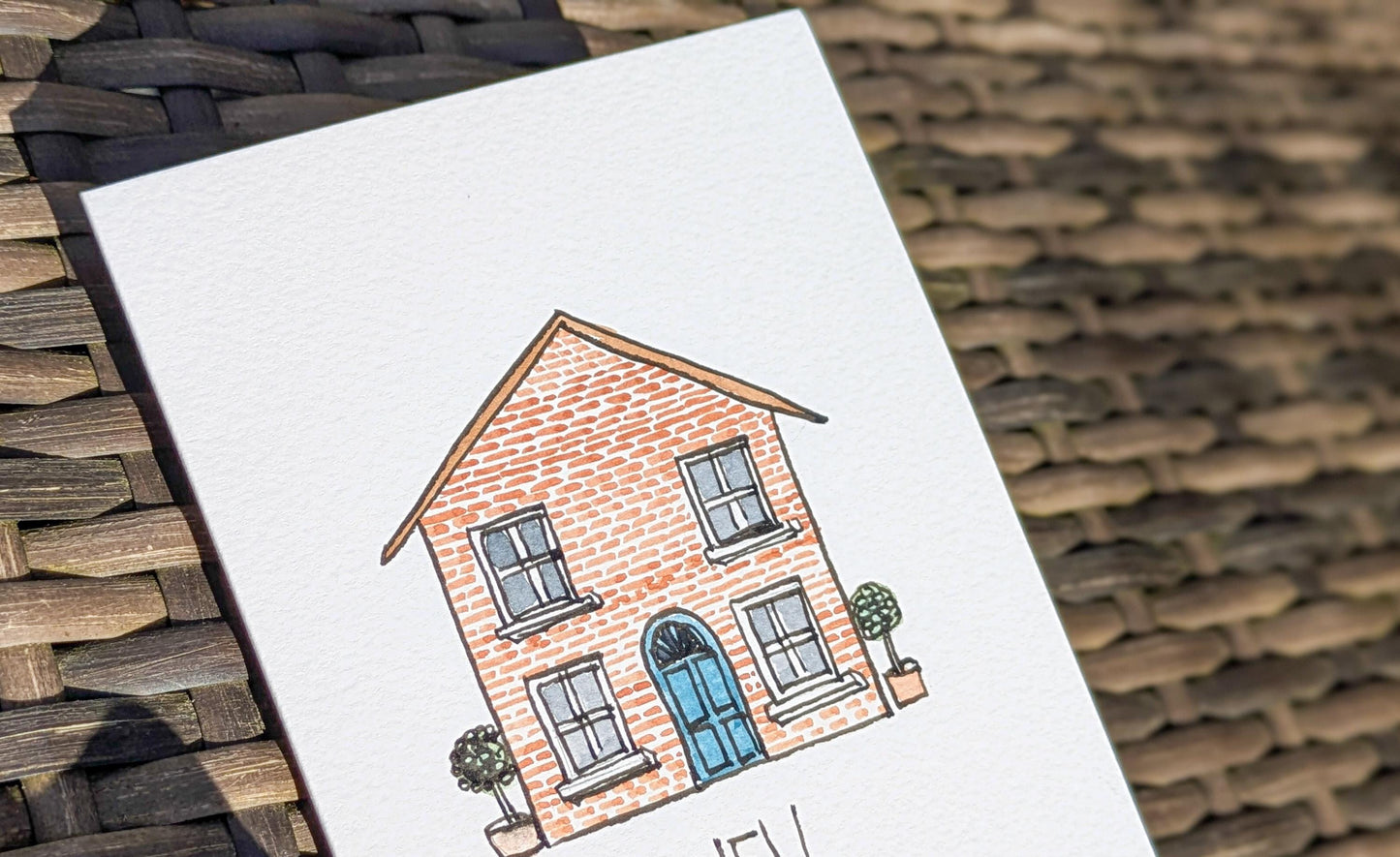 New Home Greetings Card, Hand-Painted Original Watercolour Card - Natalie Benson Art