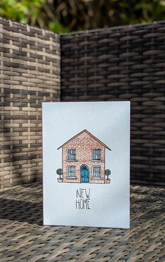 New Home Greetings Card, Hand-Painted Original Watercolour Card - Natalie Benson Art