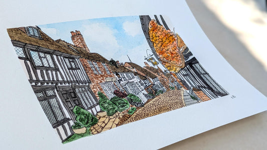 Mermaid Street, Rye – Original A4 Watercolour Painting - Natalie Benson Art