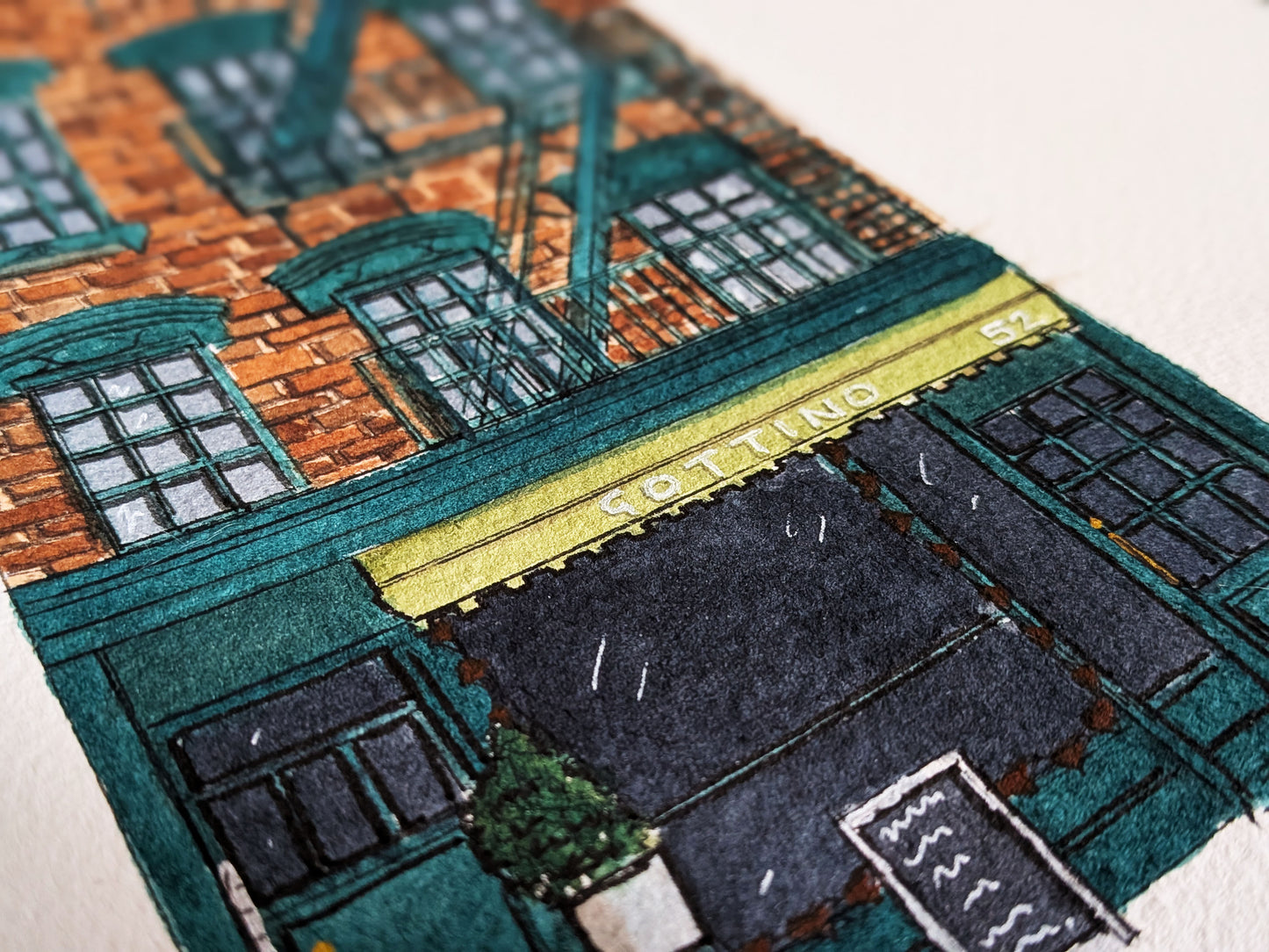 Original Handmade A4 Architectural New York Painting — Townhouse Watercolour Illustration NYC