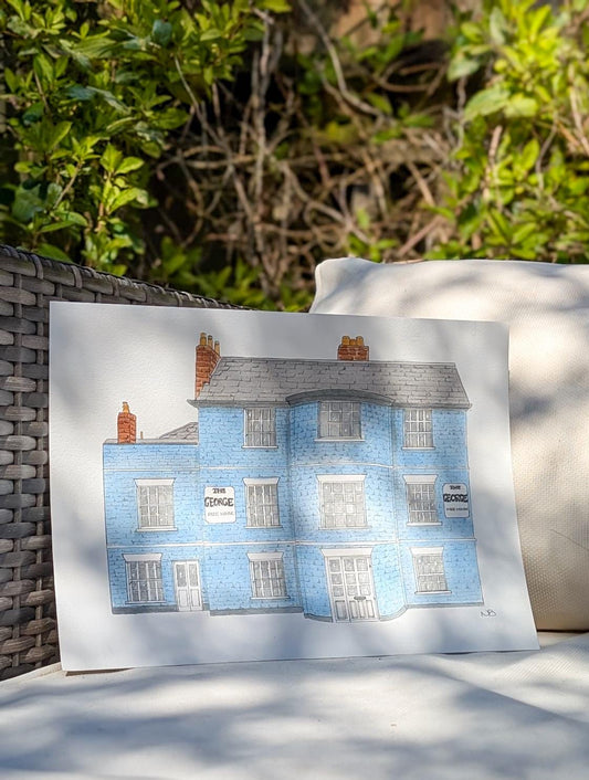 The George Pub Watercolour Painting, Tunbridge Wells, Hand-Painted Original Art, - Natalie Benson Art