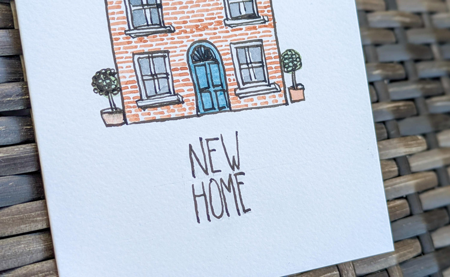 New Home Greetings Card, Hand-Painted Original Watercolour Card - Natalie Benson Art