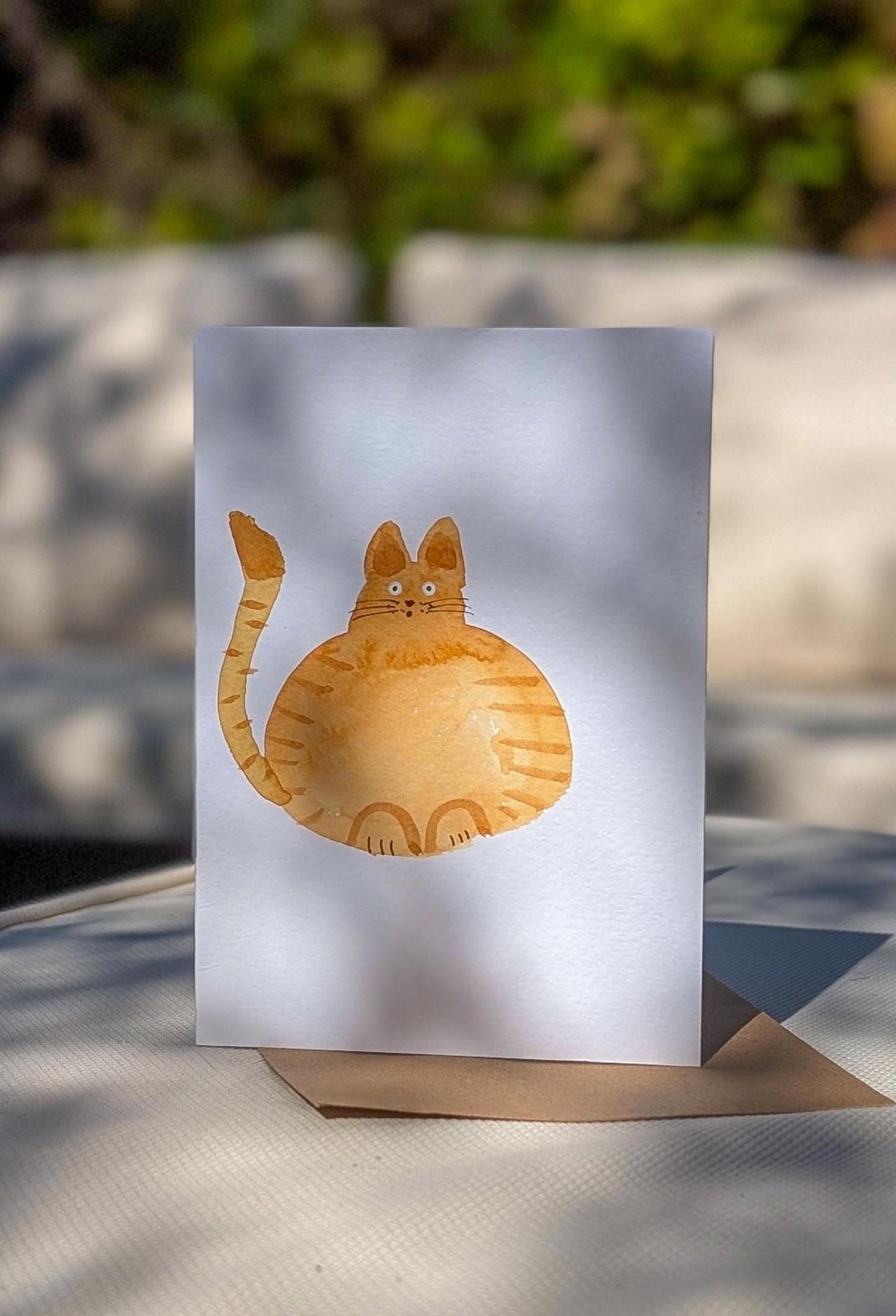 Funny Abstract Cat Greetings Card - Hand-Painted Watercolour Card for Birthday, Anniversary, New Home, Thank You, Sorry, Get Well Soon Card