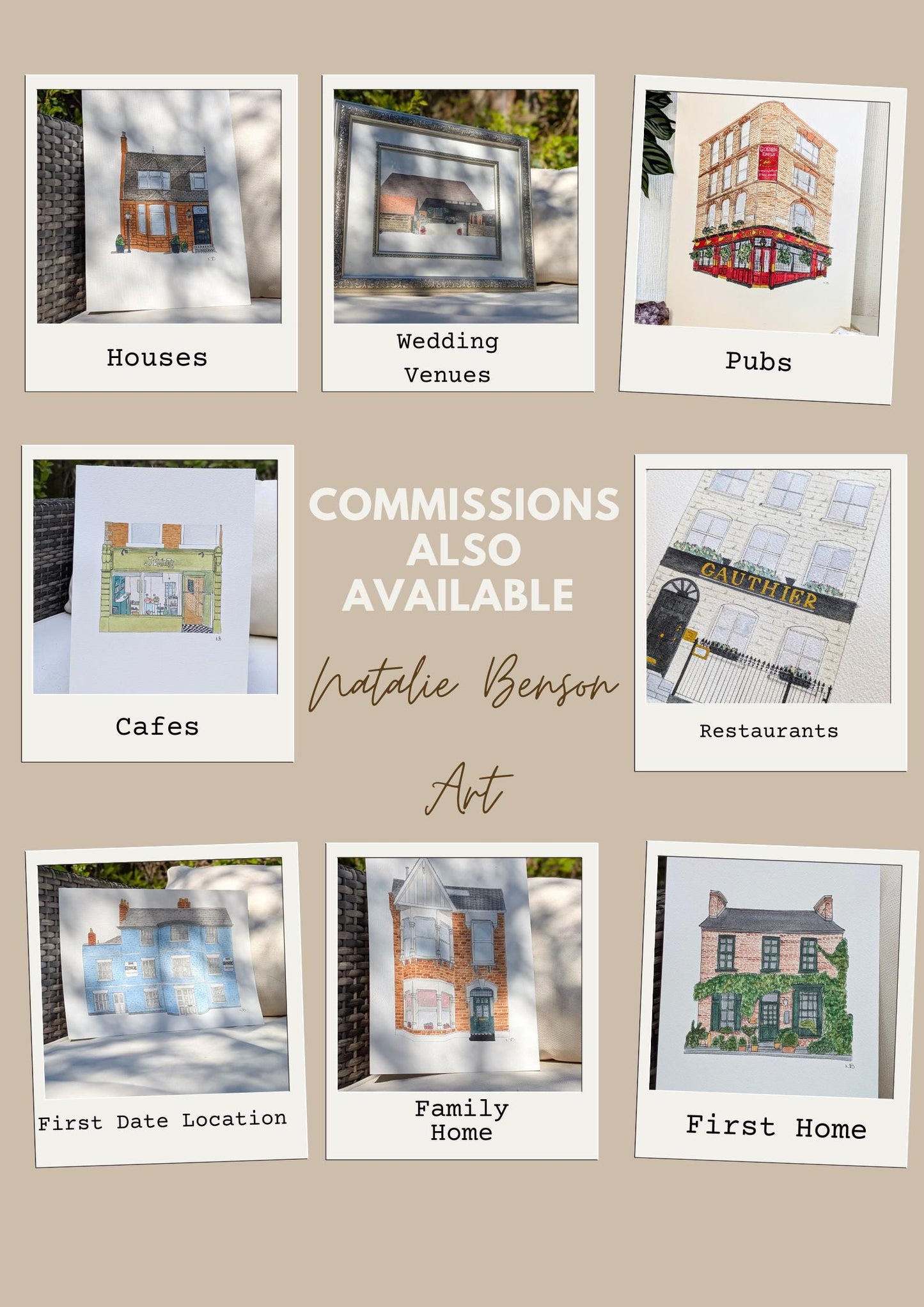 New Home Greetings Card, Hand-Painted Original Watercolour Card - Natalie Benson Art