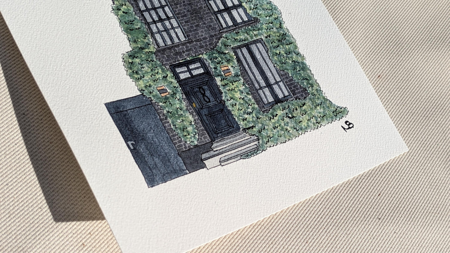Black House Handmade Watercolour Painting, Unique Gift, Wall Art, Home Decor, Dark House, Gothic Building, Hand Painted Original Artwork