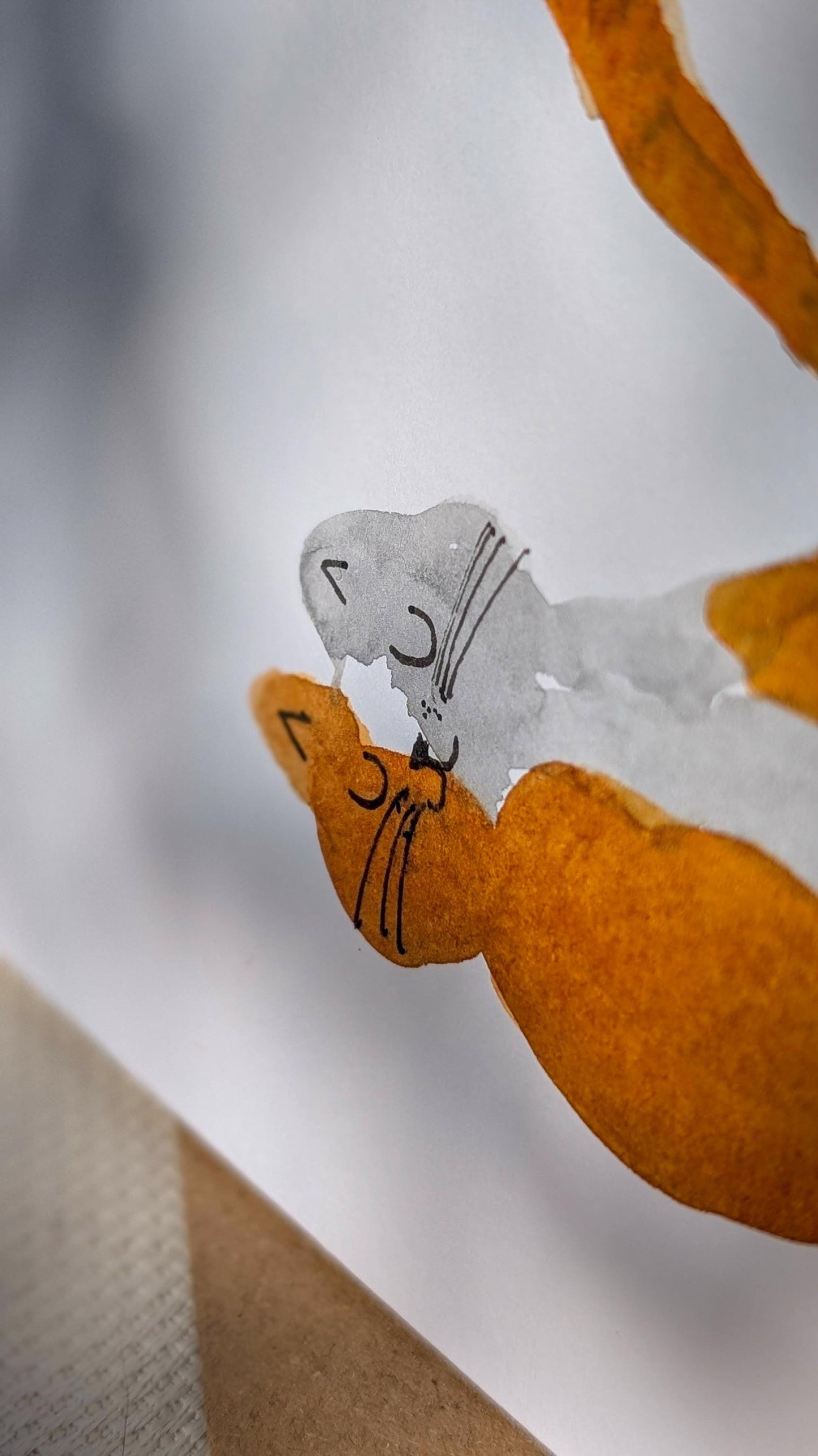 close up of a painting of a calico cat