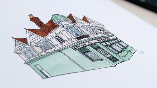 Tunbridge Wells Cafe Painting - Even Flow - Original Hand-Painted Watercolour Illustration