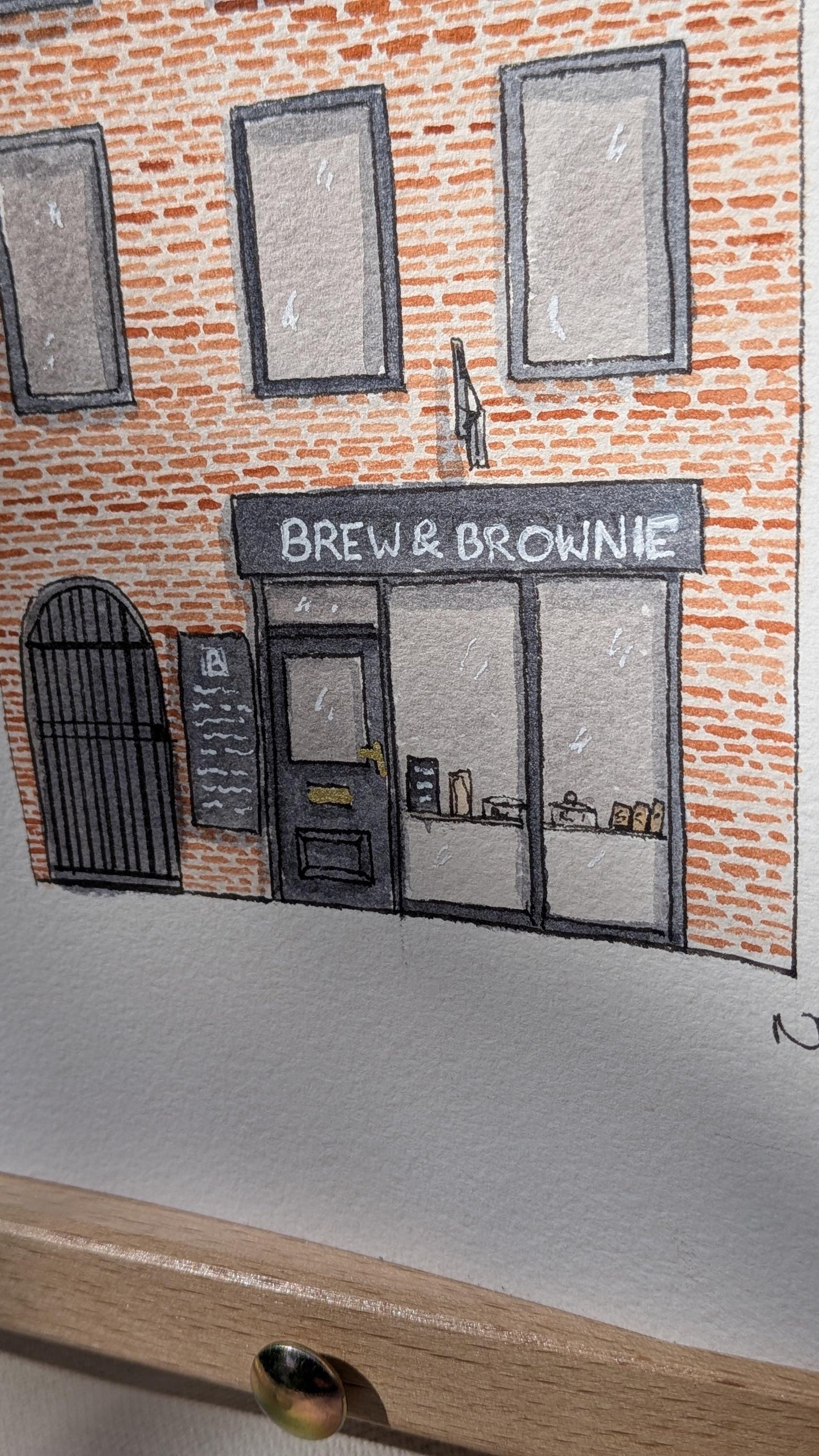 Brew and Brownie Cafe York, A5 Handmade Watercolour Painting - York Art, Cafe Illustration, Unique Gift, Birthday, Anniversary, York Lovers
