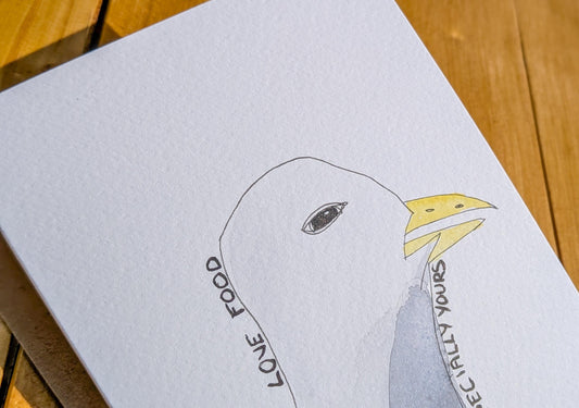 Seagull Food A6 Greetings Card – Quirky Original Hand-Drawn Card