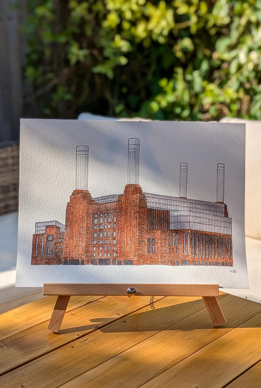 Battersea Power Station Handmade Watercolour Illustration | Signed London Architectural Art