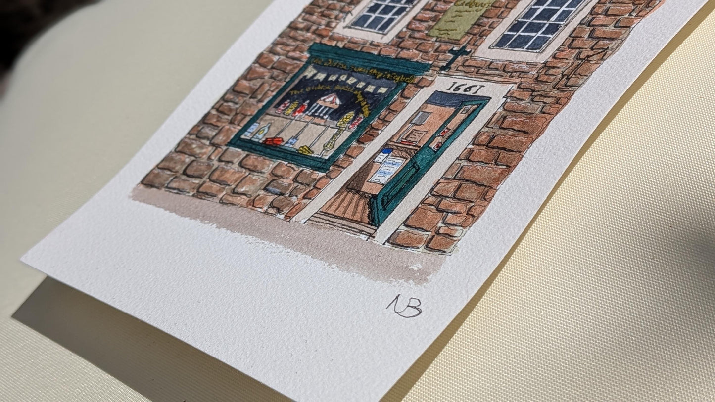 The Oldest Sweet Shop in England, Yorkshire - Original Handmade Watercolour Painting