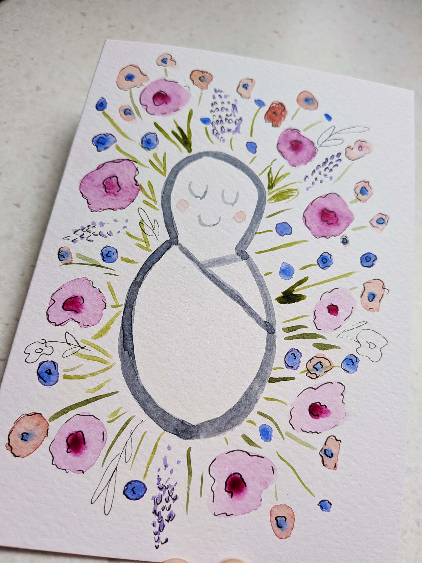 Personalised Botanical Baby Gift Set – Hand Painted Card & Watercolour Nursery Print