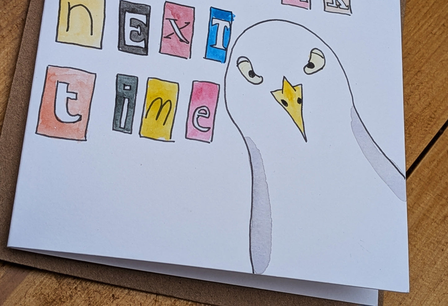 Seagull Greetings Card – Hand-Painted Original Watercolour Card - Natalie Benson Art