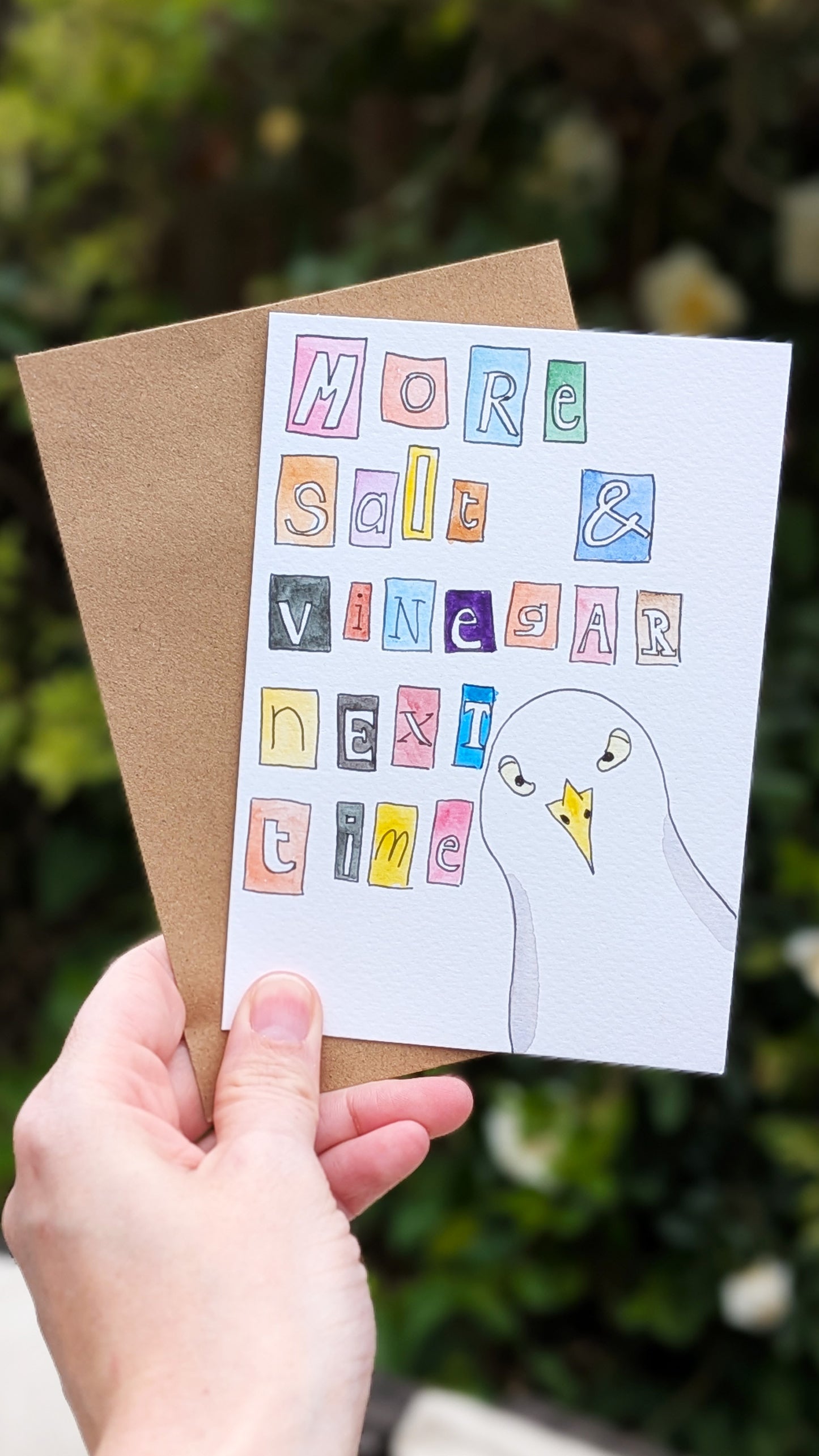 Seagull Greetings Card – Hand-Painted Original Watercolour Card - Natalie Benson Art
