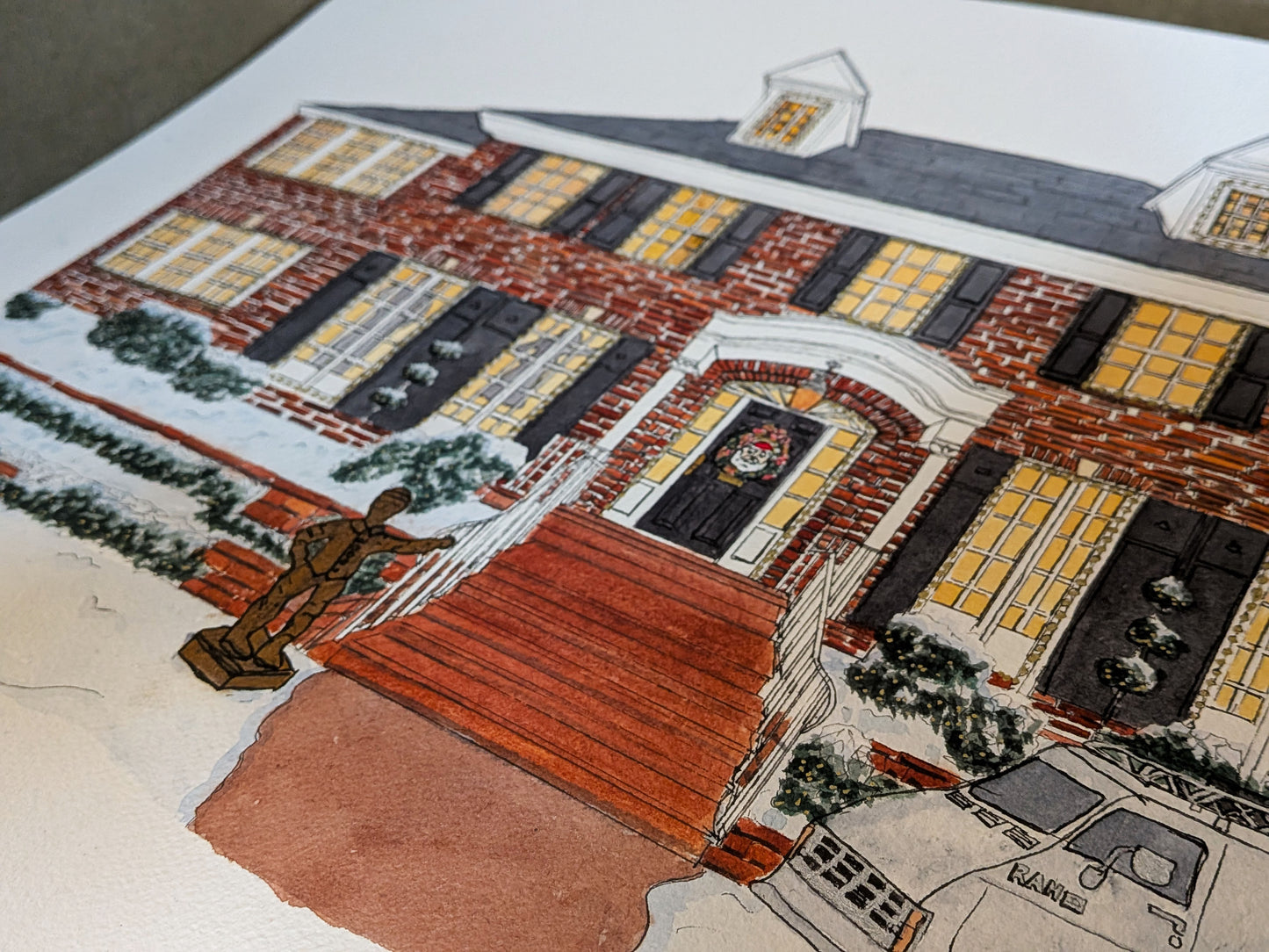 Home Alone House Watercolour Painting (A3 Original) – Ink & Watercolour Christmas Artwork