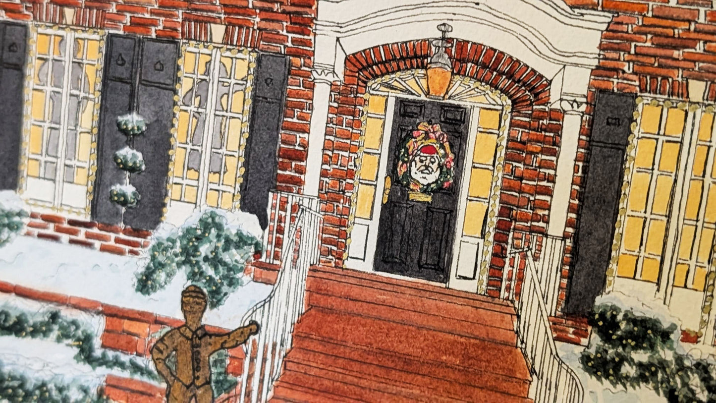 Home Alone House Watercolour Painting (A3 Original) – Ink & Watercolour Christmas Artwork