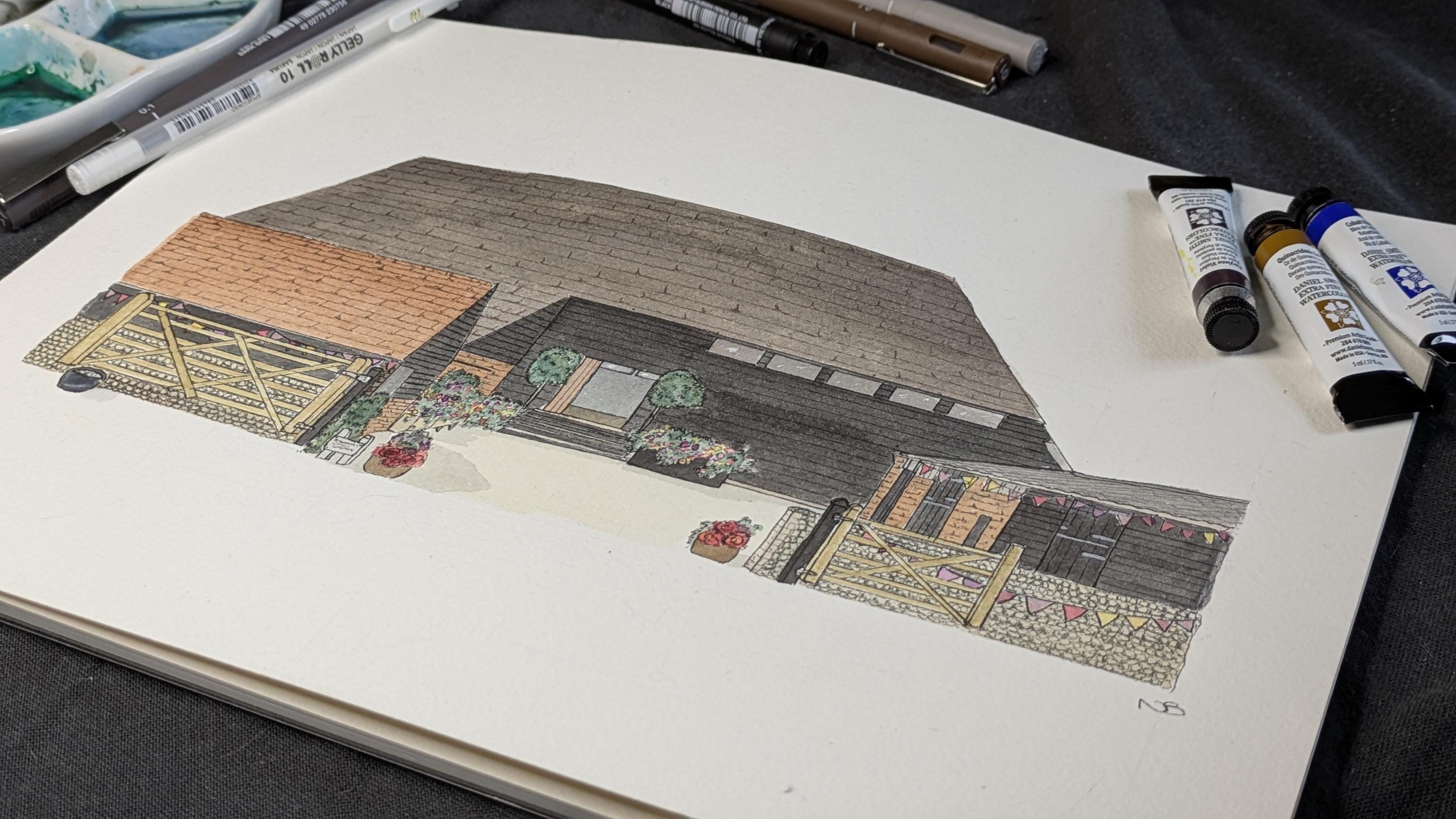 Bespoke Wedding Venue Illustration, Unique Handmade Watercolour Painting, Anniversary + Wedding Gift & Wall Art, Special Gift for Partner, 1st Wedding Anniversary Present (Copy) - Natalie Benson Art
