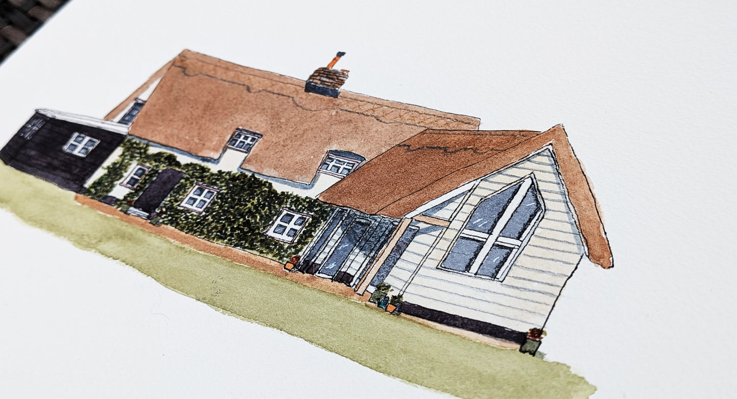 Bespoke House or Business Painting, Custom Hand Made Illustration