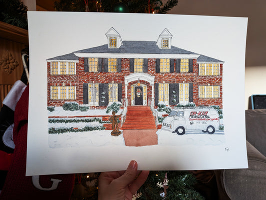 Home Alone House A4 Art Print | Watercolour Illustration