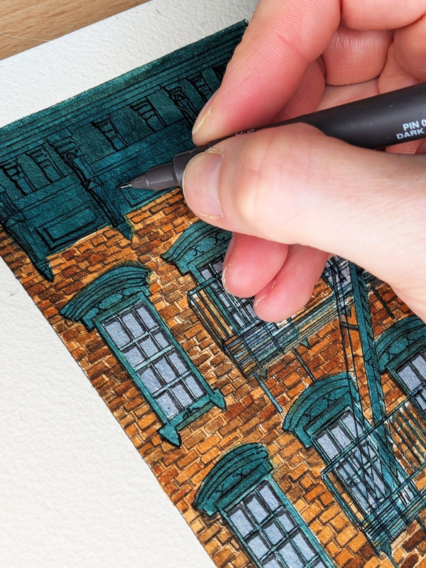Original Handmade A4 Architectural New York Painting — Townhouse Watercolour Illustration NYC