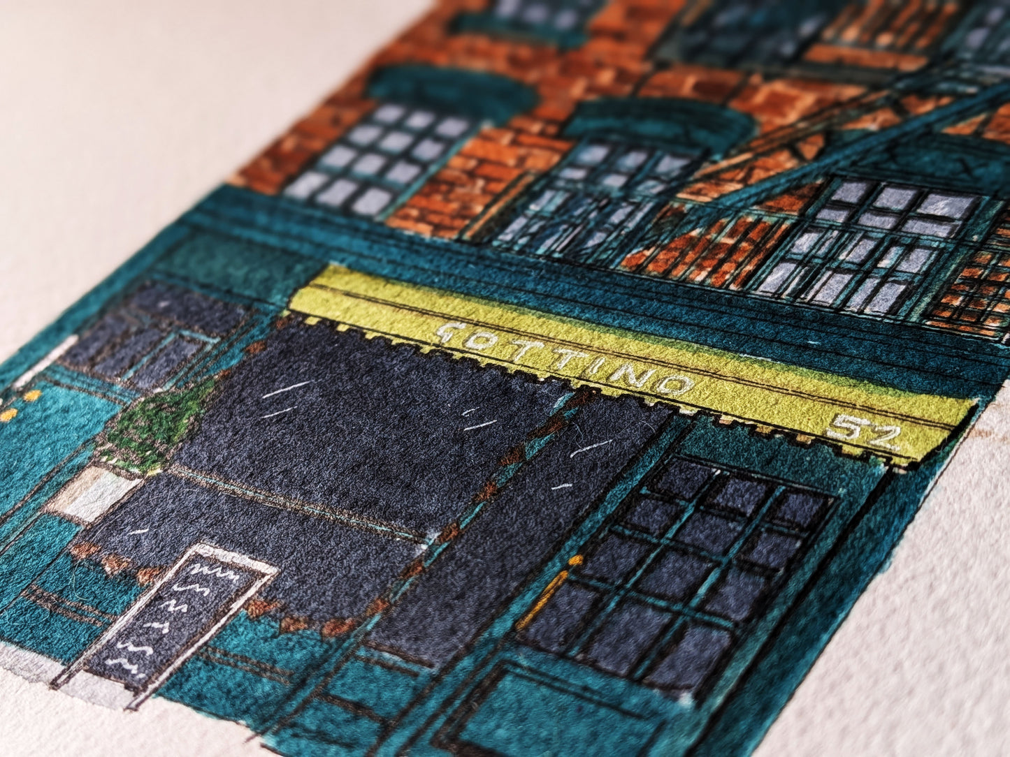 Original Handmade A4 Architectural New York Painting — Townhouse Watercolour Illustration NYC