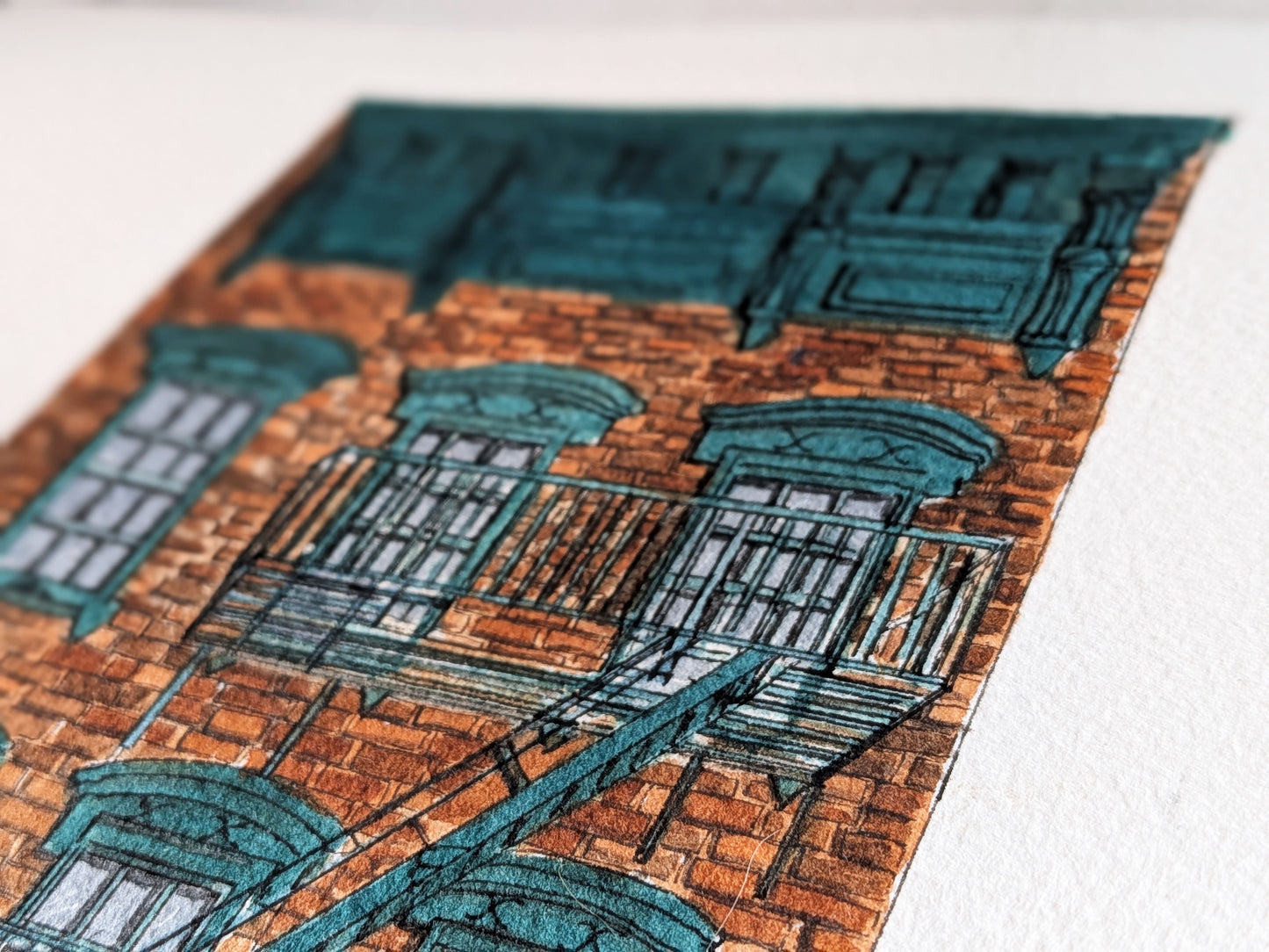 Original Handmade A4 Architectural New York Painting — Townhouse Watercolour Illustration NYC