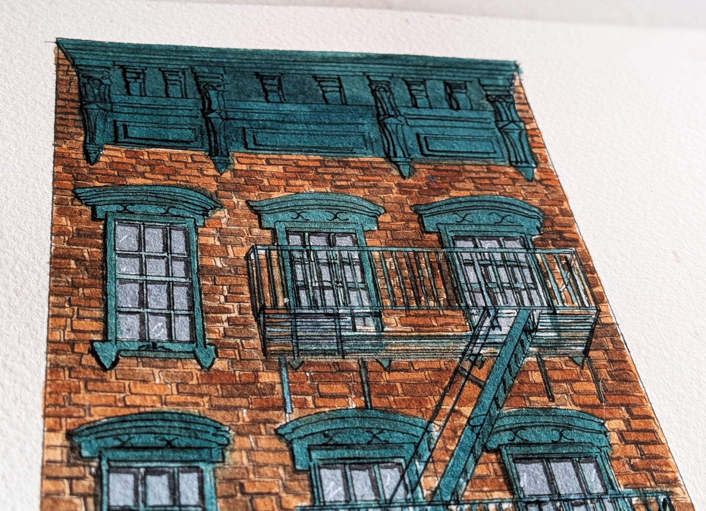 Original Handmade A4 Architectural New York Painting — Townhouse Watercolour Illustration NYC