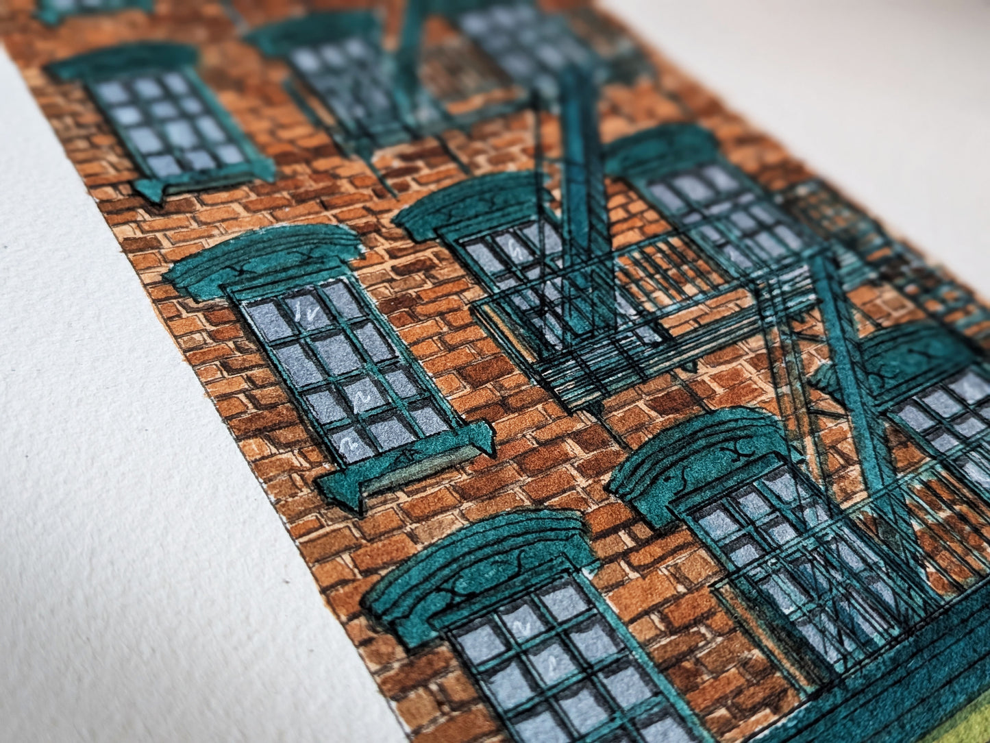 Original Handmade A4 Architectural New York Painting — Townhouse Watercolour Illustration NYC