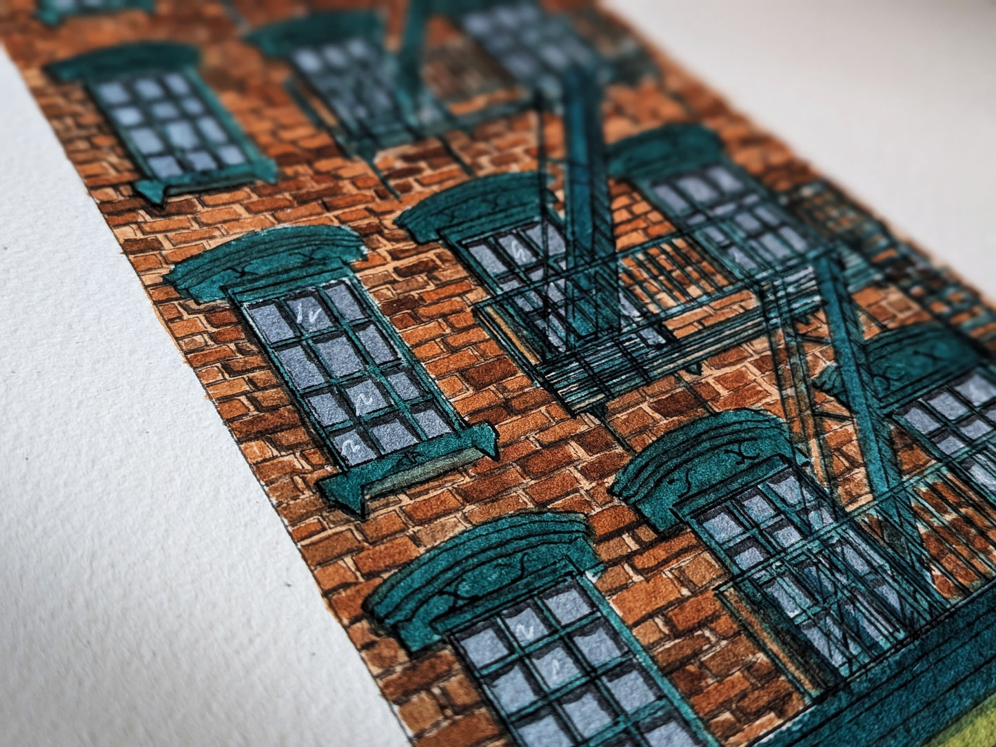 Original Handmade A4 Architectural New York Painting — Townhouse Watercolour Illustration NYC