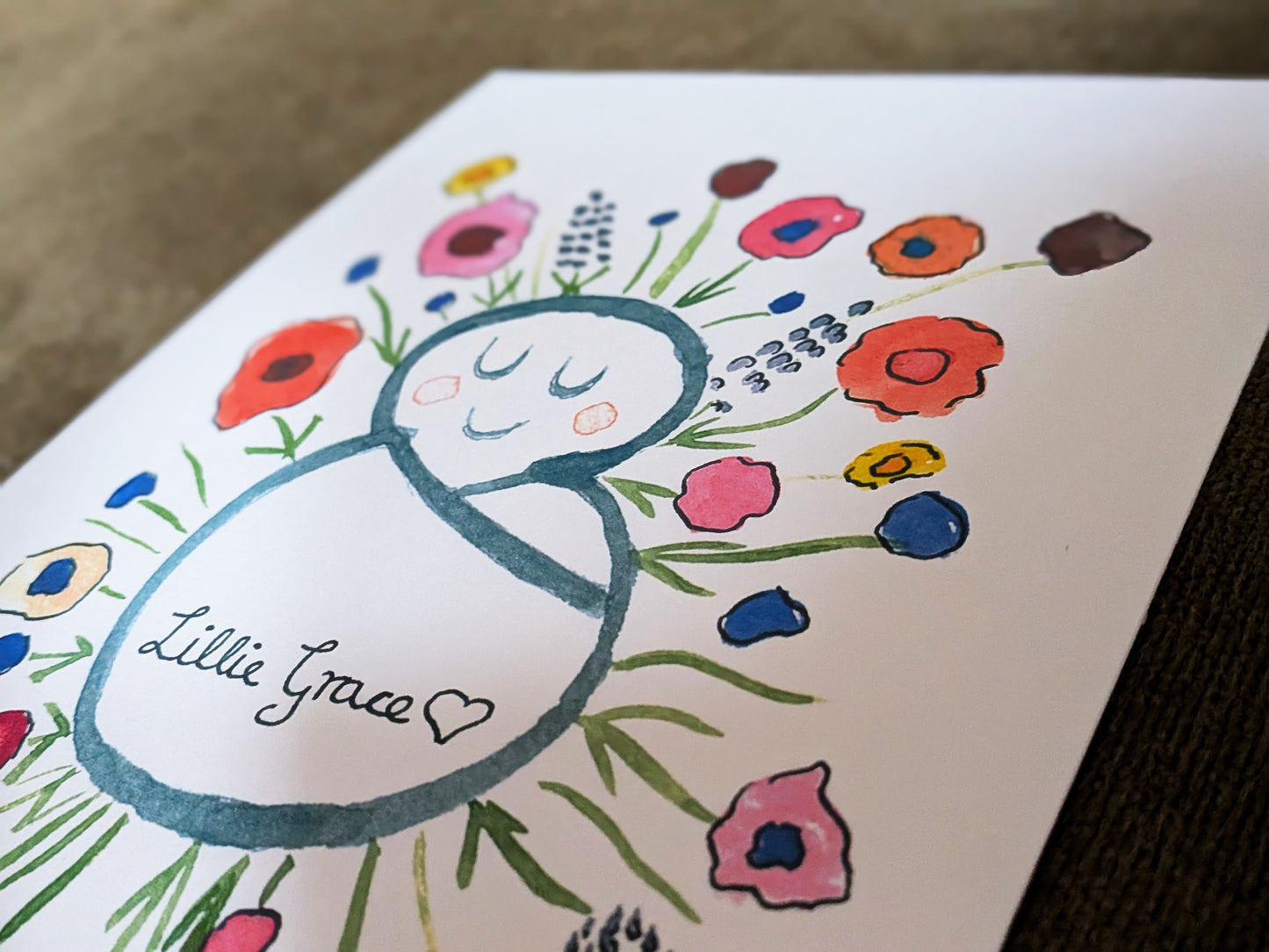 Personalised Botanical Baby Gift Set – Hand Painted Card & Watercolour Nursery Print