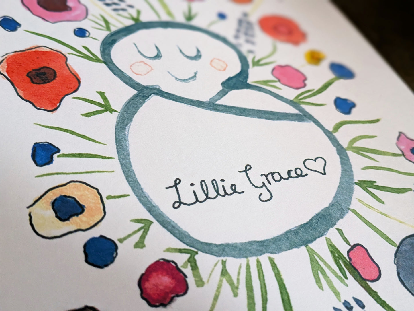 Personalised Botanical Baby Gift Set – Hand Painted Card & Watercolour Nursery Print