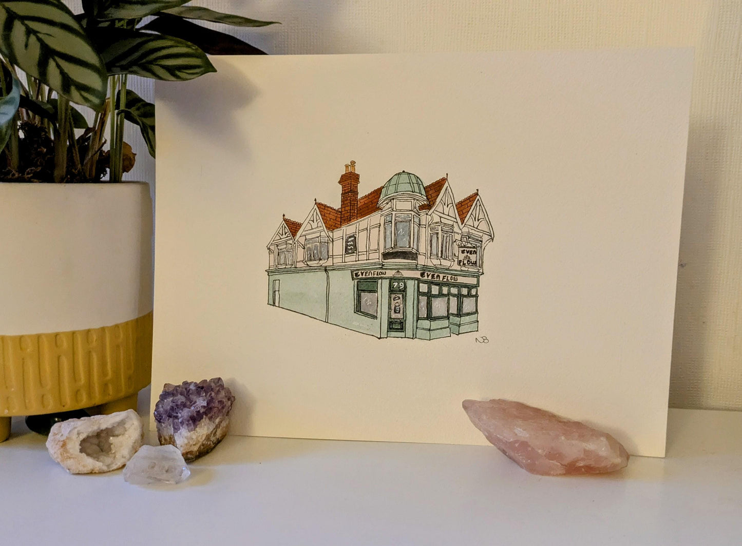 Tunbridge Wells Cafe Painting - Even Flow - Original Hand-Painted Watercolour Illustration