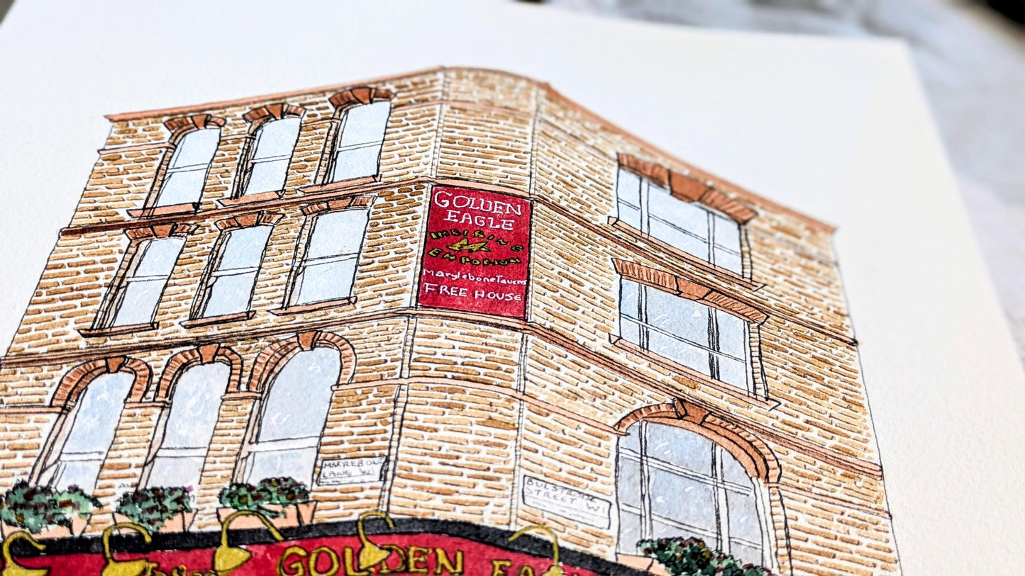 The Golden Eagle Pub, Marylebone - Original Handmade Watercolour Painting
