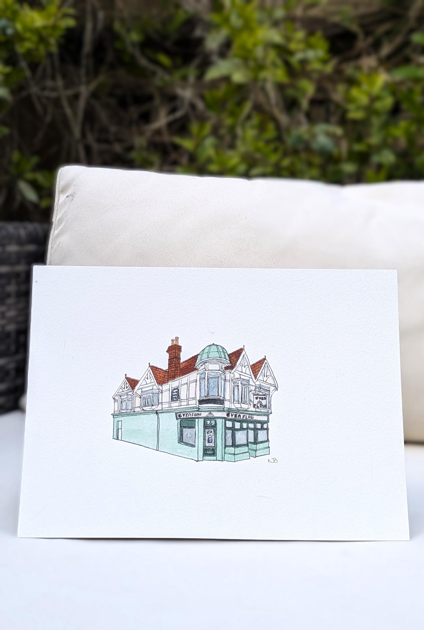 Tunbridge Wells Cafe Painting - Even Flow - Original Hand-Painted Watercolour Illustration