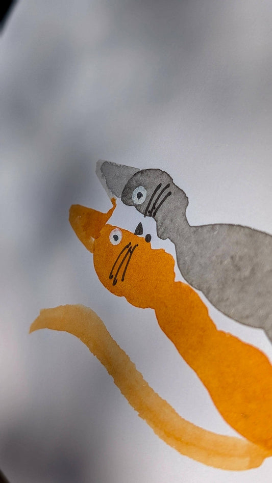 Funny A6 Shocked Calico Cat Greeting Card - Original Hand-Painted Card