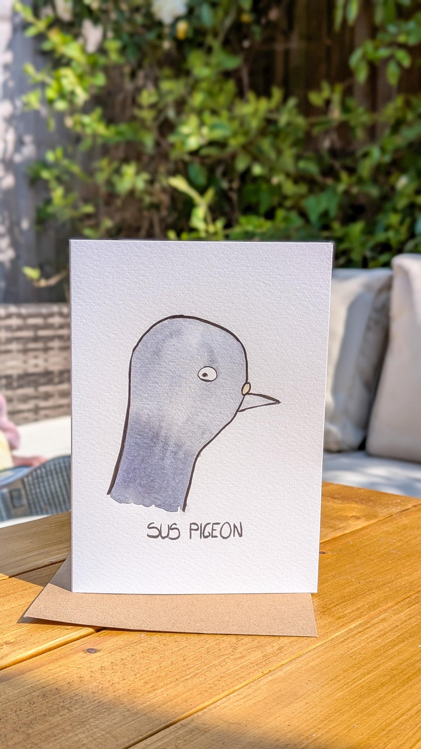 Pigeon A6 Greetings Card – Quirky Original Hand-Drawn Card