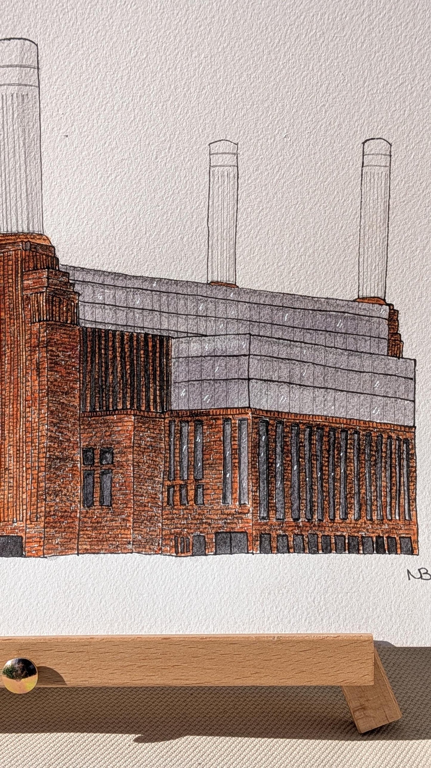 Battersea Power Station – Original A4 Watercolour & Fineliner Architectural Illustration