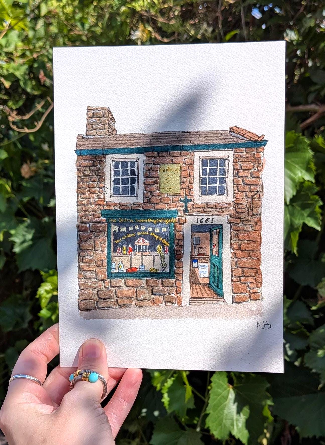 The Oldest Sweet Shop in England, Yorkshire - Original Handmade Watercolour Painting