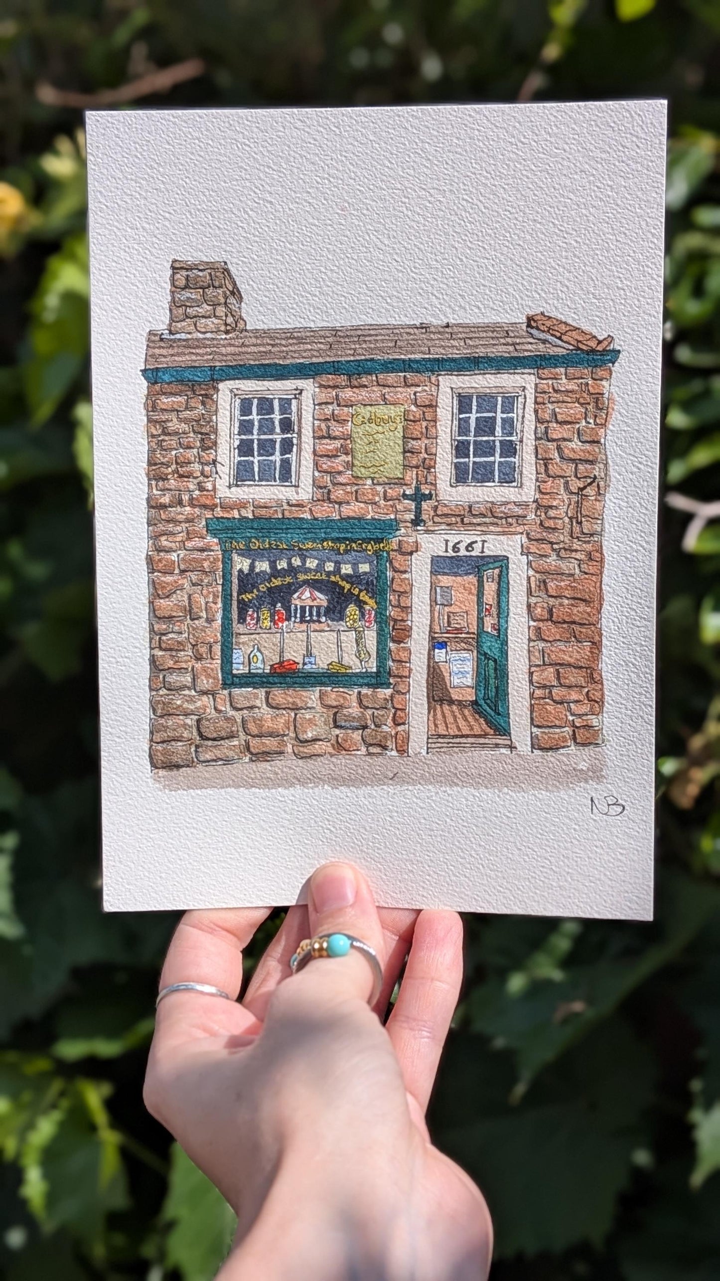 The Oldest Sweet Shop in England, Yorkshire - Original Handmade Watercolour Painting