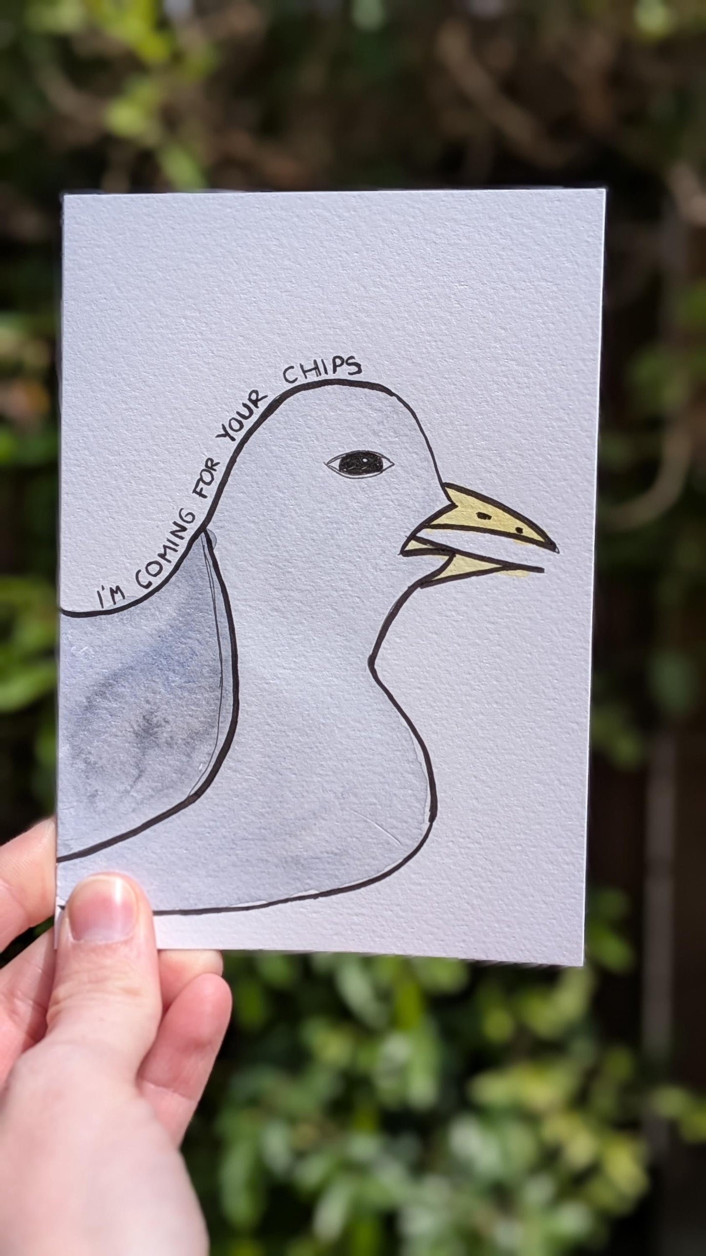 Seagull Chips A6 Greetings Card – Original Unique Hand-Drawn Card