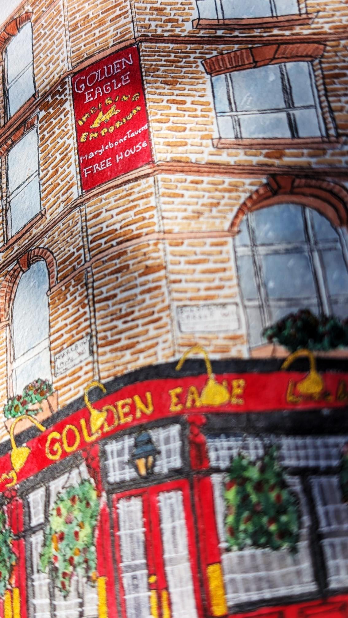 The Golden Eagle Pub, Marylebone - Original Handmade Watercolour Painting