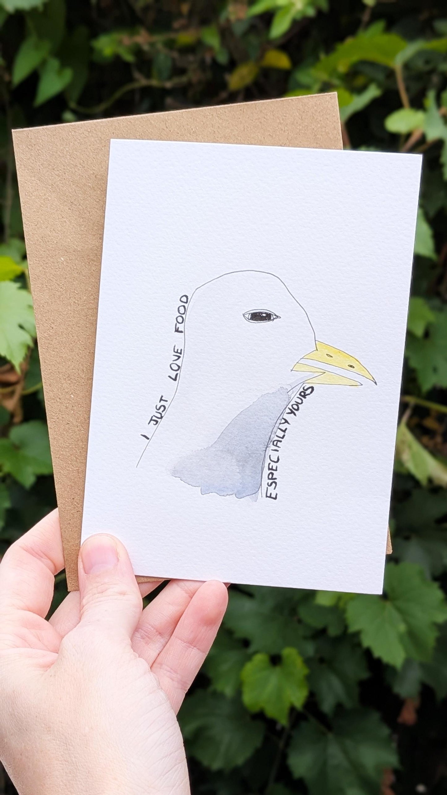 Seagull Food A6 Greetings Card – Quirky Original Hand-Drawn Card