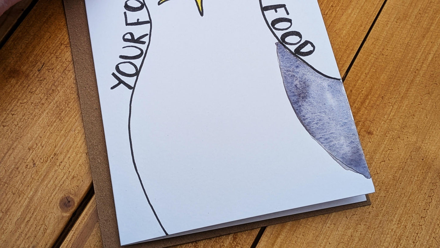 Staring Seagull Watercolour Greetings Card – Original Hand-Drawn Card