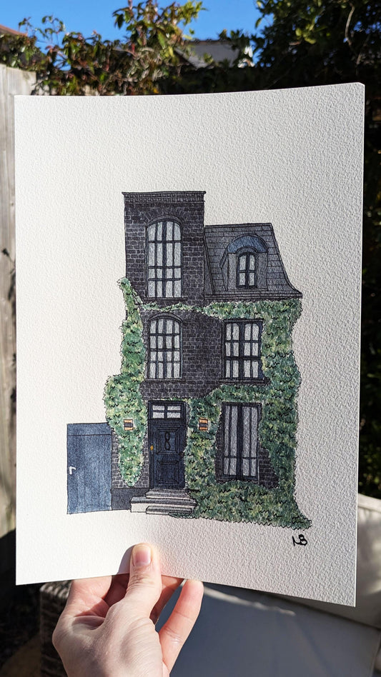 Black Town House – Original Handmade Watercolour Painting