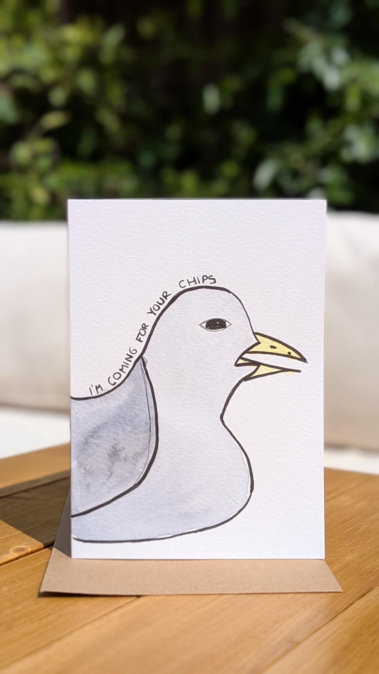 Seagull Chips A6 Greetings Card – Original Unique Hand-Drawn Card