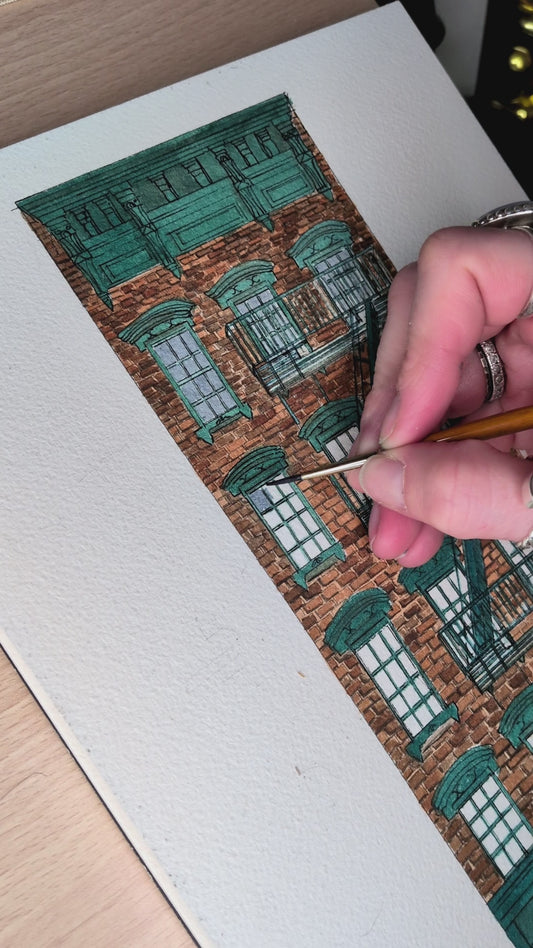 Original Handmade A4 Architectural New York Painting — Townhouse Watercolour Illustration NYC