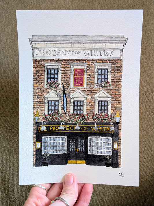 Prospect of Whitby London Pub Art Print (A4 & A5) | Historic London Wall Art | British Pub Illustration | London Greetings Card